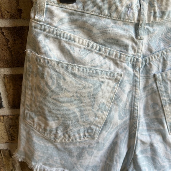 Zara Blue Jean Shorts Distressed High-Waisted - Picture 6 of 7